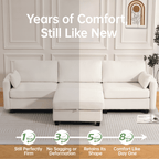 109" Modular L-Shaped Sectional Sofa, Convertible 4-Seat Sleeper Couch with Storage Ottoman, Movable Ottomans, Oversized Deep Seat for Living Room Apartment
