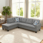 MAYEERTY 97.5" Linen Sectional Sofa, 2-Piece Modular Couch Sofa Set without Ottoman, Grey (Left)