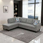 MAYEERTY 97.5" Linen Sectional Sofa, 2-Piece Modular Couch Sofa Set without Ottoman, Grey (Left)