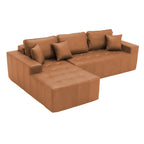  108" Sectional Sofa, Modular Sectional Couch with Right Chaise, Deep Seat Faux Leather Cloud Sofa for Living Room