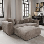 bokifol 2 Seater Modular Sectional Sofa,102" L Shaped Comfy Cloud Couch Sectional Sofa,Corduroy Sofa Sleeper Deep Seat Sofa with Throw Pillows for Living Room,Brown