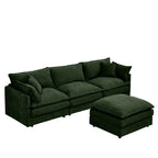 CKEASEAN 102" Chenille Modular Sectional Sofa with Ottoman, 3-Seater L-Shape Cloud Couch with Upholstered & Pillow, Comfy Cloud Sofa for Living Room, Bedroom, Apartment, Office, Easy Assembly