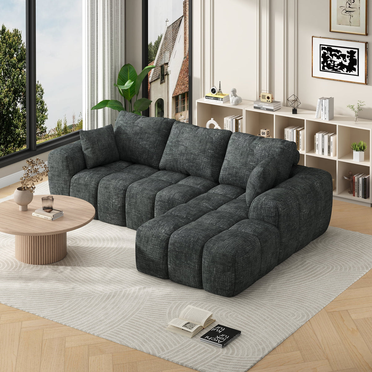 101? Modular Sectional Sofa, Cloud Sectional Couch with Deep Seat, Modern Modular L-Shape Sofa Couch with Chaise,Upholstered Boneless Couches for Living Room Bedroom(Deep Gray)