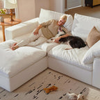 Vorthio 78.7" Cloud Couch Oversized Modular Sectional Sofa, Loveseat Sofa , Wide & Deep Seat Couches with Metal Frame for Living Room, 2 Seats & 1 ottoman,White