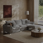 Goosea 106'' Oversized Down Blend Sofa, Cushions Filled with a Feather Blend , Modern Comfort Sofa for Living Room, Grey