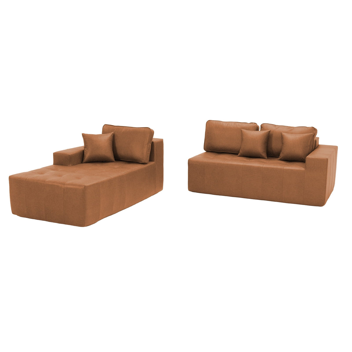  108" Sectional Sofa, Modular Sectional Couch with Right Chaise, Deep Seat Faux Leather Cloud Sofa for Living Room