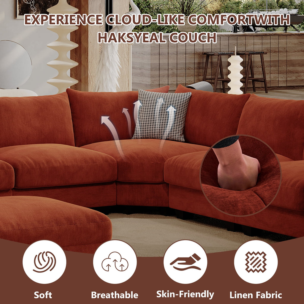 ZX Design 107.1" L-Shaped Modular Sectional Sofa, 6-Seater Deep Seat Couch with Storage Ottoman, Console, USB Type-C & Cup Holders for Living Room