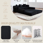 Timbernest 106" Oversized L-Shaped Cloud Couch, Convertible Sleeper Sofa, Folding Corduroy Sofa Bed for Living Room, Black