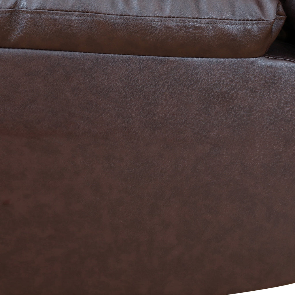  Brown 3-Seater Reclining Sofa - Air Leather Upholstery with High-Elastic Sponge for Living Room & Office