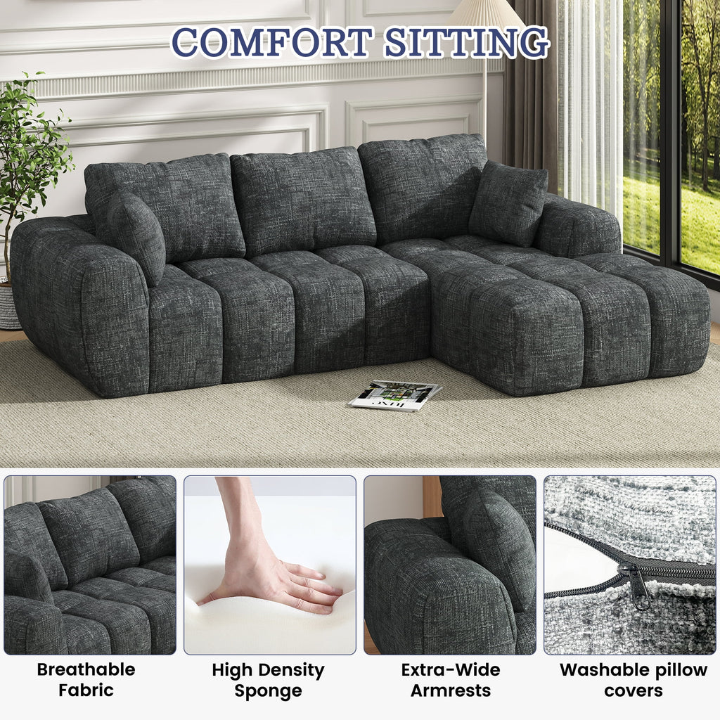 101? Modular Sectional Sofa, Cloud Sectional Couch with Deep Seat, Modern Modular L-Shape Sofa Couch with Chaise,Upholstered Boneless Couches for Living Room Bedroom(Deep Gray)