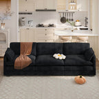  Cloud Like Comfort Sofa,Double?Layer High?Resilience Memory Foam Cushion,Removable Zippered Cover with 2 Pillows for Living Room, Bedroom, Apartment & Small Family,Black