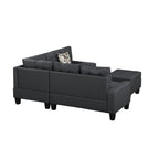 ASINMAK L Shaped Fabric Sectional Sofa with Couch and Ottoman, Gray