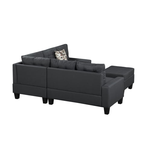 ASINMAK L Shaped Fabric Sectional Sofa with Couch and Ottoman, Gray