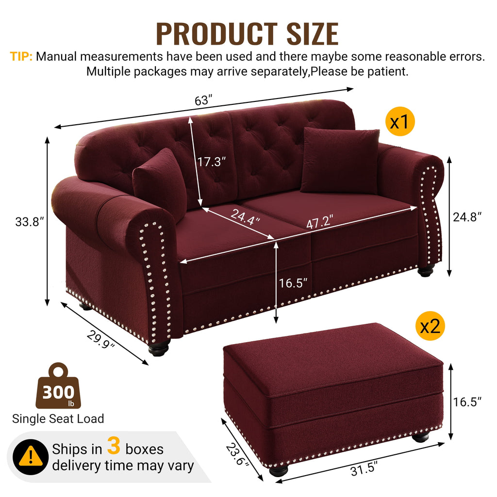  Modular Sectional Sofa, 4 Seat Velvet Sofa Couch Convertible Sofa Bed for Living Room Red