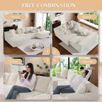 Wiilayok U Shaped Sectional Sofa,Modular Cloud Corduroy Sofa Couch with Extra Deep Seat for Living Room Sofa, No Assembly, Beige