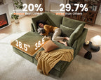 CHIC HOUSE Oversized Modular Sofa,Extra Deep Cloud Corduroy Sectional Couch with Ottoman Chaise,FSC Certified Fluffy Chenille Corner V Shape Sofa for Living Room,Villa