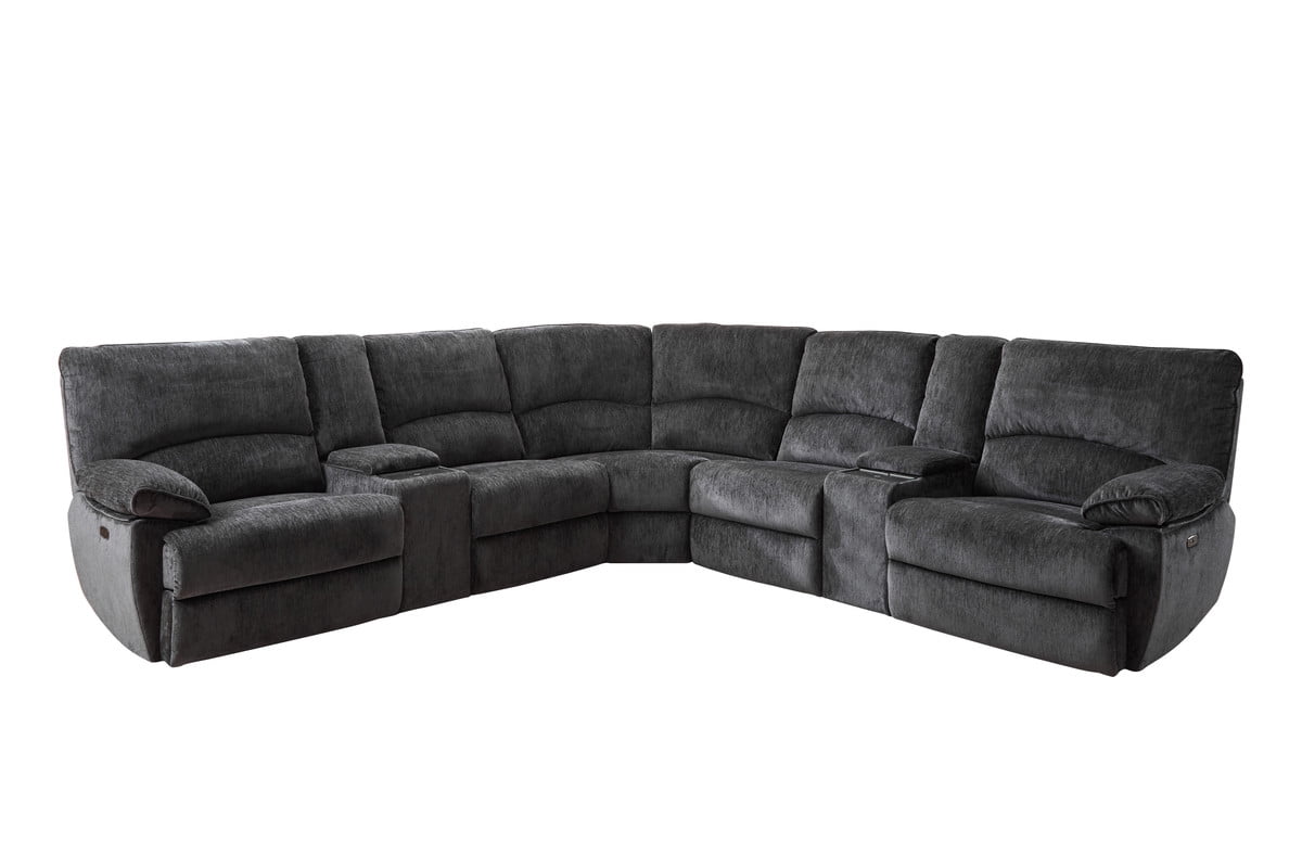 Oversized Power Recliner Sectional Sofa with Wireless Charger USB/Type-C Port,Storage Consloe,Chenille Electric Large Reclining Corner Couch,for Living Room 32.6" Seat Width for Big Man,Gray