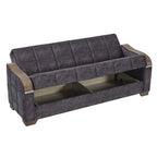 Ottomanson 88" Convertible Sofa Couch for Living Room, Suede Modern Sofa Bed with Storage, Brown