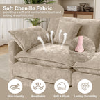 Wiilayok 145" Modular Sofa Set,Large Chenille U Shaped Sectional Sofa with Ottoman,Central Console,Cup Holder,5 Seater Deep Seat Couch for Living Room Furniture,Brown
