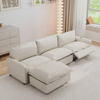 Sdorens Oversized Modular Sectional Sofa with Power Recliner,Cloud Heated Seat Reclining Couch,Charging Cup Holders,Deep L-Shaped 3 Seater with Ottoman,Beige