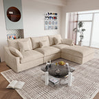 Sdorens 120" Modular Sectional Sofa,Comfy Cloud Couch with Movable Ottoman Deep Seat Chenille L Shaped Modular Sofa,Sectional Couches for Living Room,Bedroom and Apartment,Khaki
