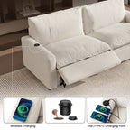 Sdorens Oversized Modular Sectional Sofa with Power Recliner,Cloud Heated Seat Reclining Couch,Charging Cup Holders,Deep L-Shaped 3 Seater with Ottoman,Beige
