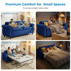 Mjkone Full Size Convertible Pull Out Sleeper Sofa Bed with Mattress for Living Room, Apartment or Office,Blue