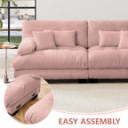 Villeston 133.8" 3-Seater Comfy Modular Sectional Sofa, U Shaped Couch with Deep Seat for Living Room(Chenille Pink)