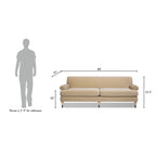 Jennifer Taylor Home Alana 88" Lawson Living Room Two-Cushion Tightback Sofa Couch with Metal Casters, Fawn Brown