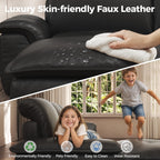 Patbrela Sectional Sofa, 110" L-Shaped Deep Seat Couch, Modular Sofa with Back Cushion for Living Room, PU Leather Boneless Sofa, No Assembly Required, Black