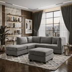  Cloud Couch Modular Sectional Sofa 6 Seat 120" U Shaped Convertible Couch Polyester Thick Cushion with 2 Storage Ottomans and Toss Pillows Washable Removable Cover for Living Room,Dark Grey