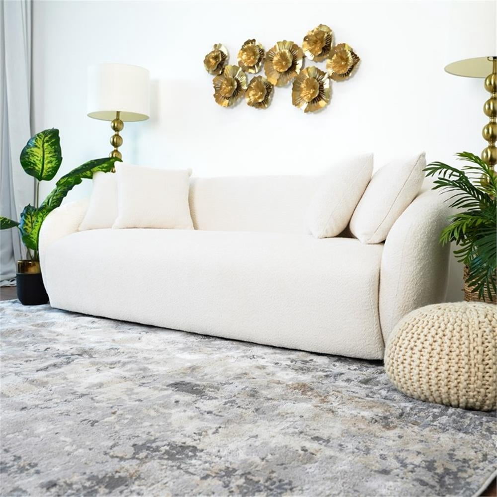Ashcroft Modern Boucle Fabric Couch with Ideal Comfort and Durable Material, Cream