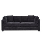Christopher Knight Home 83.5" Modern 3-Seater Sofa with Flared Arms and Pillows, Chenille Upholstery, Black