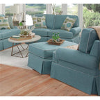 American Furniture Classics Model 8-040M-S275A Coastal Aqua Series Sleeper Sofa with Four Accent Pillows