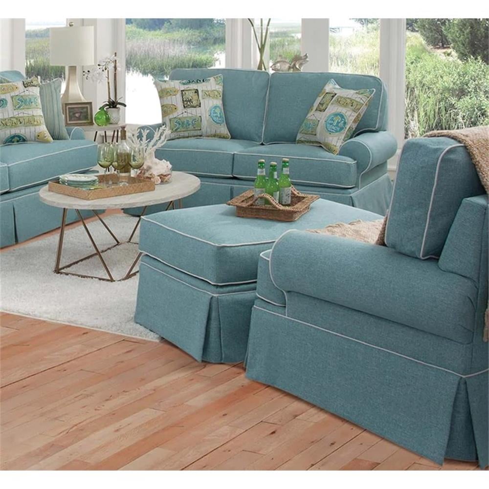 American Furniture Classics Model 8-040M-S275A Coastal Aqua Series Sleeper Sofa with Four Accent Pillows