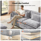  111" Modular Sectional Sofa with 2 Movable Ottomans, U-Shaped Oversized 3-Seat Chenille Cloud Sofa with 5 Pillows for Living Room, Gray