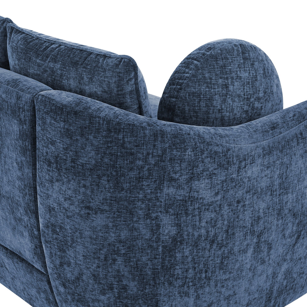 Carolayne 90'' Modern 3 Seater Upholstered Sofa with 2 pillows for Living Room, Blue