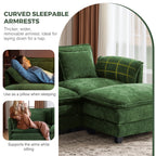 CDCASA 113" Modular Sectional Sofa with Movable Ottoman, 4-Seat Large L Shaped Couch with Deep Seat, Comfy Chenille Sectionals for Living Room, Green
