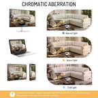FFH 88.2" Sectional Sofa with Pull Out Bed, Convertible Sleeper Sofa, 5 Seater Chenille Couch for Living Room, Beige