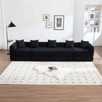 Timbernest 106" Oversized L-Shaped Cloud Couch, Convertible Sleeper Sofa, Folding Corduroy Sofa Bed for Living Room, Black