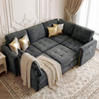 Advwin 126" U-Shaped Oversized Modular Sectional Sofa with Ottoman, Storage Under Each Seat & Gold Metal Accents, 5-Seater Modern Luxury Chenille Convertible Cloud Couch for Living Room, Dark Gray