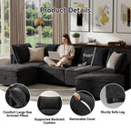  126" Modular Sectional Sofa with Storage, U-Shaped Modern Sleeper Sofa Couch with Movable Ottomans for Living Room, Office, Dark Gray