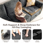 Advwin 126" U-Shaped Oversized Modular Sectional Sofa with Ottoman, Storage Under Each Seat & Gold Metal Accents, 5-Seater Modern Luxury Chenille Convertible Cloud Couch for Living Room, Dark Gray