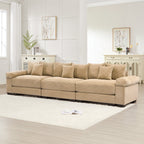 FFH 130" Oversized Modular Cloud Sofa, Cloud Sectional Couch for Living Room, 3 Seater Corduroy Sofa with Deep Seat, Easy Assembly, Camel
