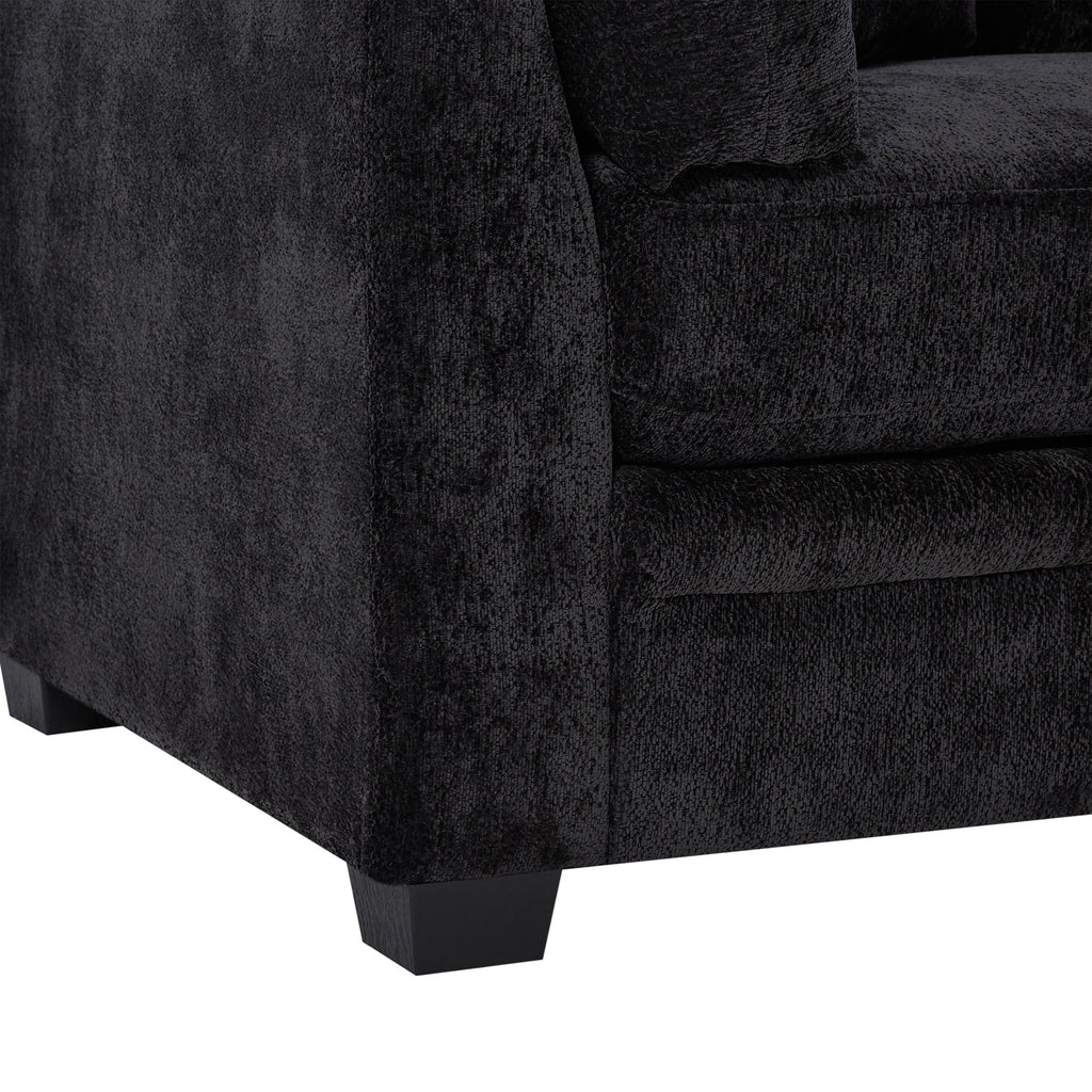 Christopher Knight Home 83.5" Modern 3-Seater Sofa with Flared Arms and Pillows, Chenille Upholstery, Black