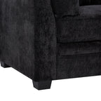 Christopher Knight Home 83.5" Modern 3-Seater Sofa with Flared Arms and Pillows, Chenille Upholstery, Black