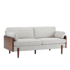 Mid-Century Modern Sofa with Slim Track Arms and Wood Frame, Beige