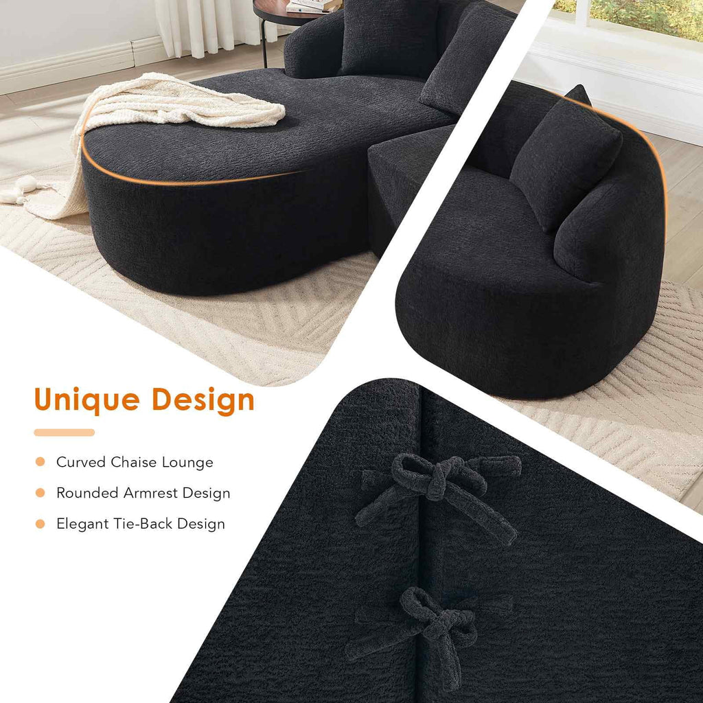 Timbernest 99" Cloud Sectional Couch, L-Shape Modular Chenille Sofa for Living Room, No Assembly Required, Black