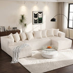  130" Boneless Couch, Modern Couches for Living Room, U-Shaped 4-Seat Modular Sofa with Chaise, Oversized, No Assembly, White