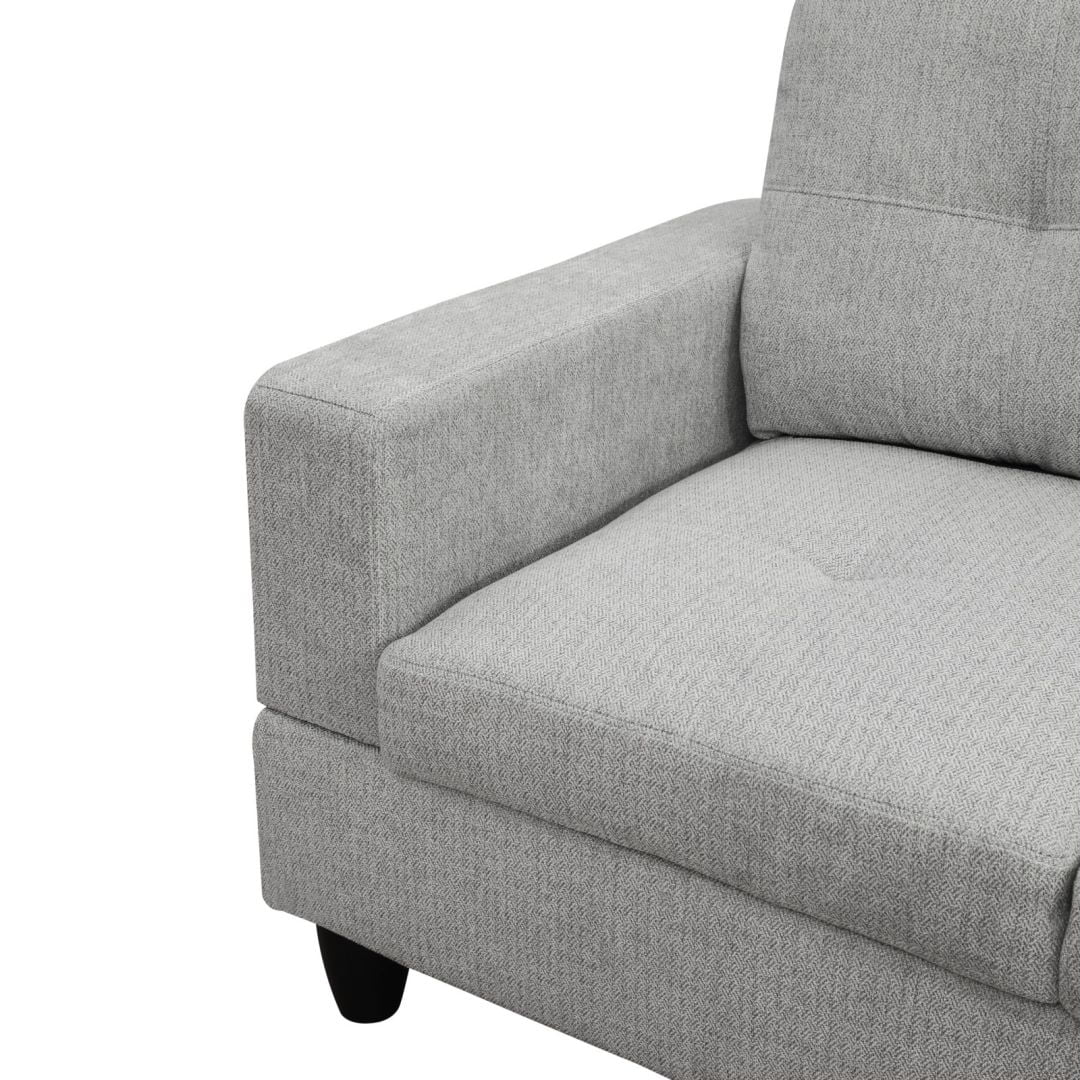 Hommoo Couch Sofa Set, Modern L-Shaped Sofa for Living Room, Flannel Sectional Sofa Set for Apartment, Off-White(Without Ottoman)